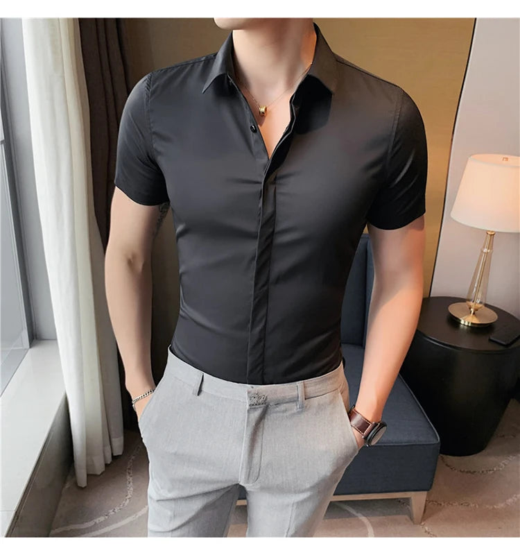 Men's Social Shirt High Quality Short Sleeve Shirts .It can be worn for office or casual wear