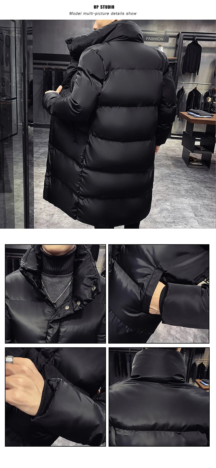 Men Winter Parka Hooded Casual Long Down Cotton Jacket