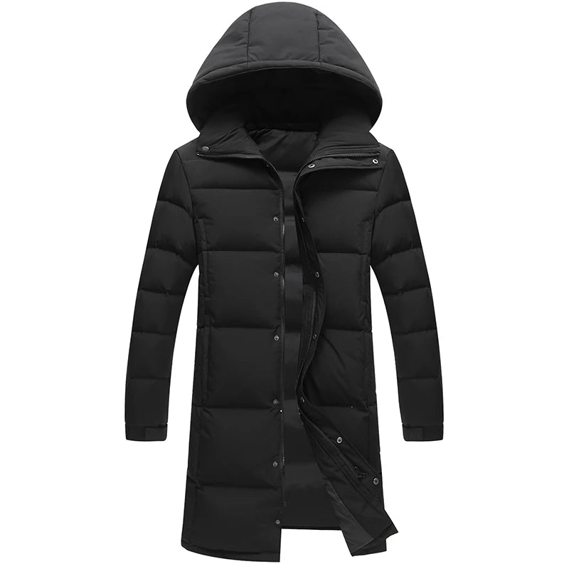Men Winter Parka Hooded Casual Long Down Cotton Jacket