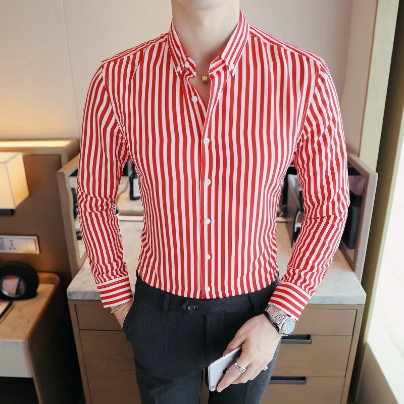 Hot Selling Business Striped Long Sleeve Shirt for Men