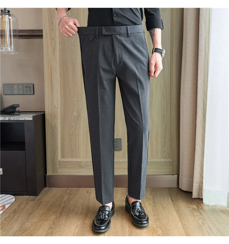 Men's Classy Stretch Waist, Casual Pants Slim Fit