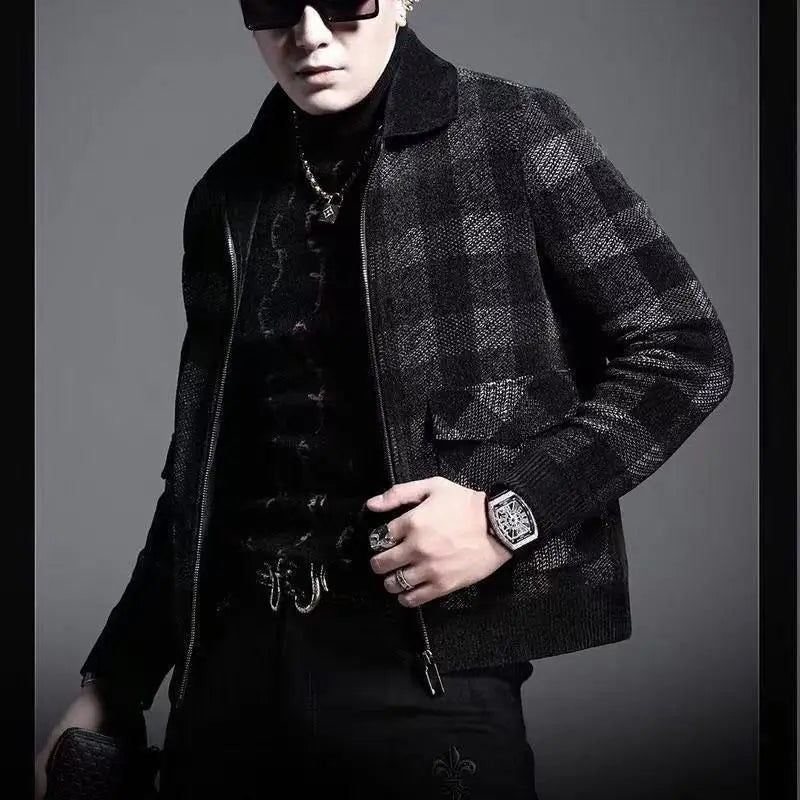 Latest Autumn Winter Men's Plaid Printed Jacket Tops Men's Winter Casual Wool Slim Jacket