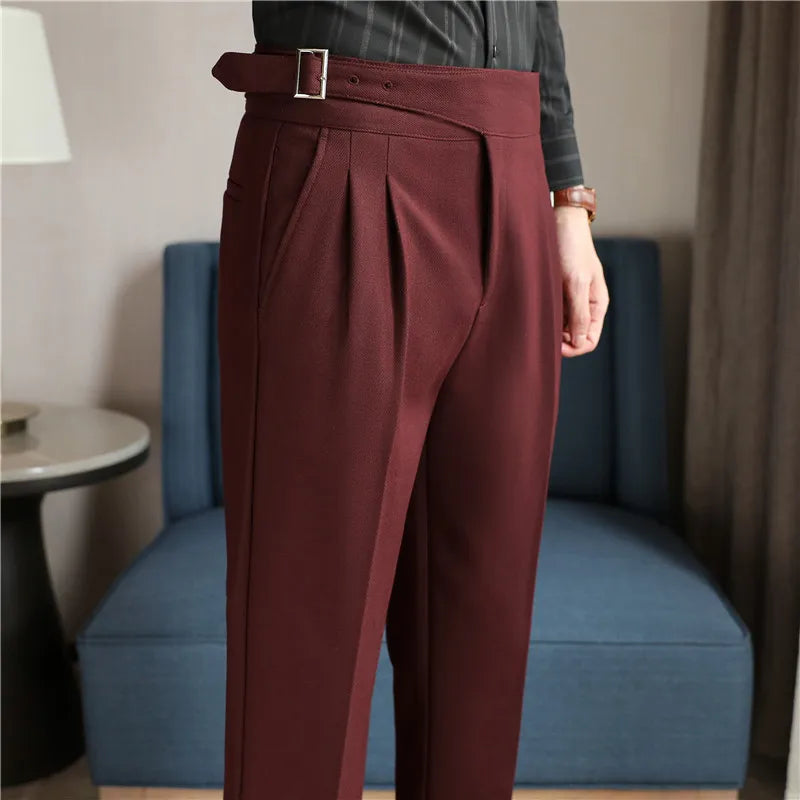 Luxury Men's Slim High-Rise Formal Pants