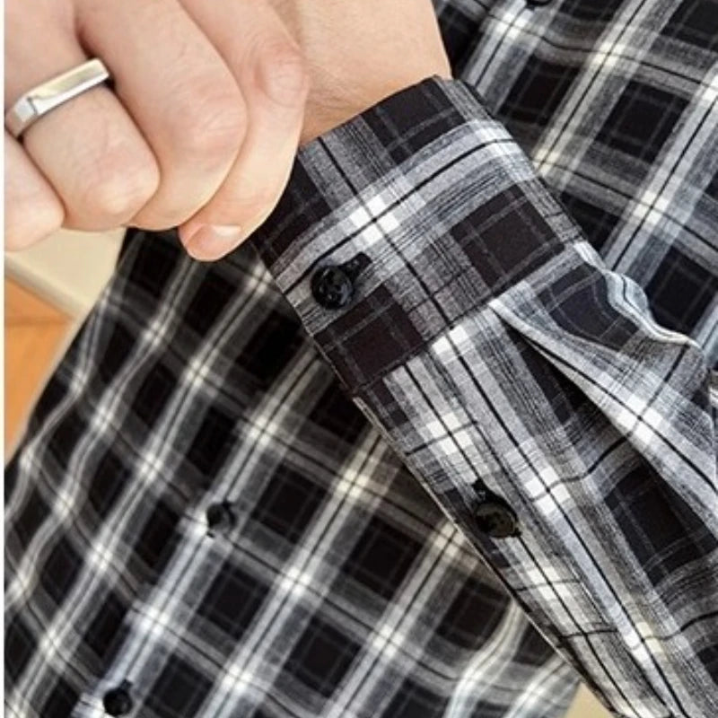 Men's Checkered Long Sleeve Shirt New Arrival | Business Casual Style Office Wear