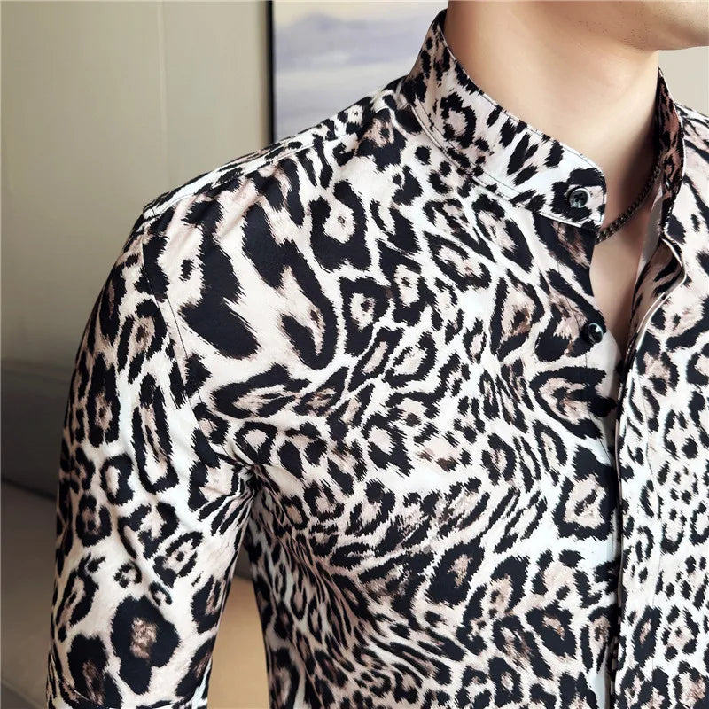 Men's Short Sleeve Leopard Print Shirt