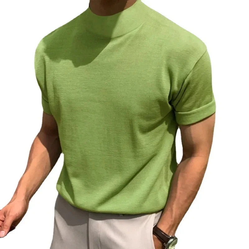 High Quality Men's Casual Streetwear Tight Knitted T-shirt