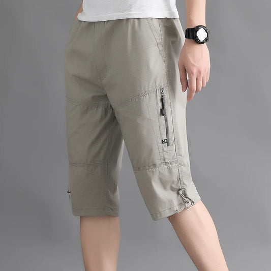 Men's High Waisted Solid Color Pockets Zipper Cargo Pants