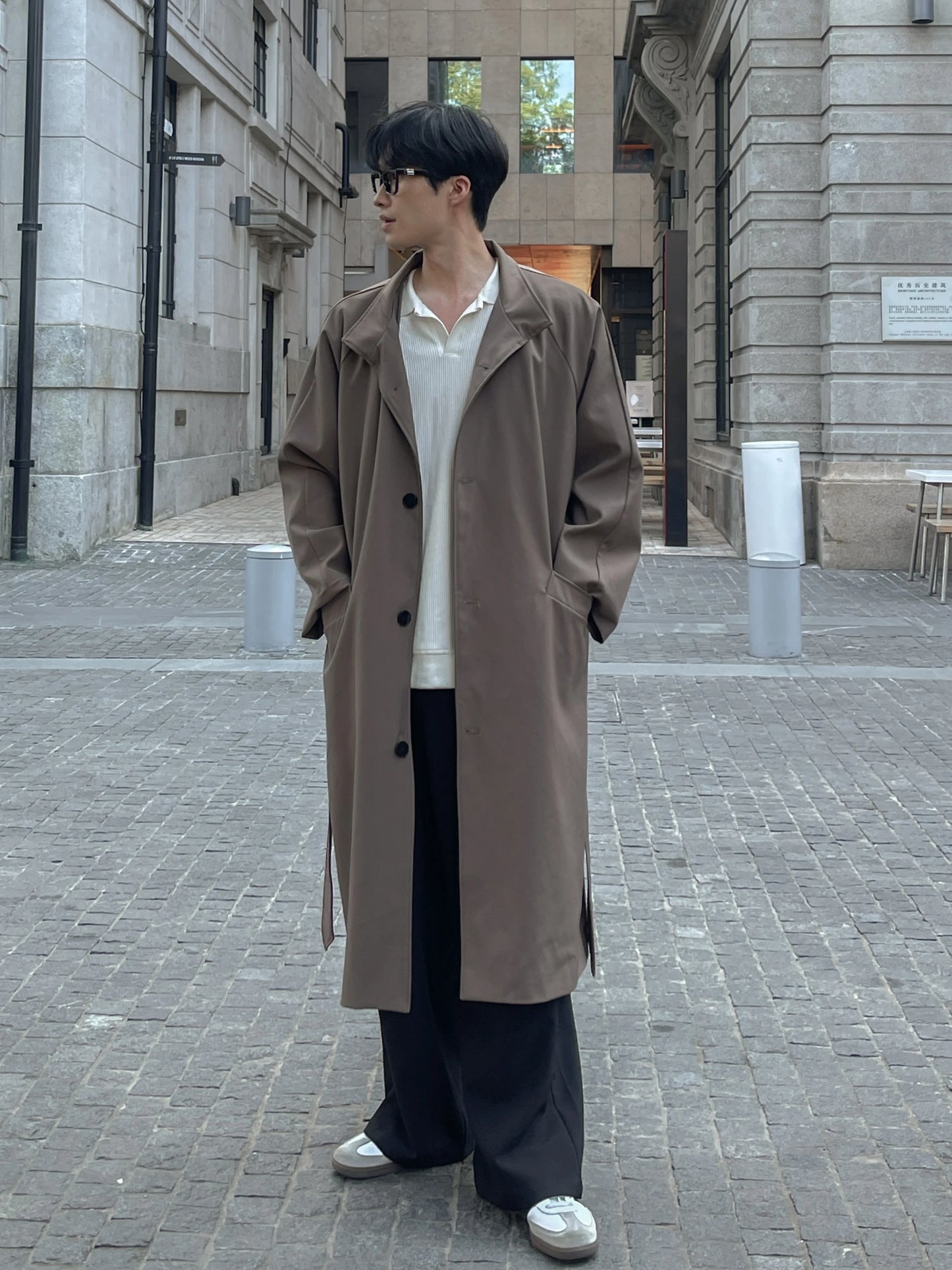 New Men's Mid-length Windbreaker Collar Lengthened Over The Knee. High-quality Men's Windproof Jacket up to 5 XL