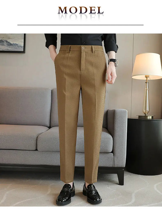 Smart Casual Men Buisness Solid Color Suit Pants Streetwear Fashion