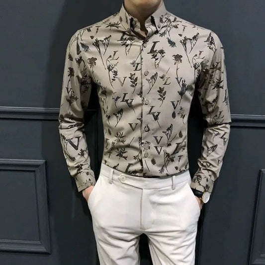 Men latest Long Sleeved Floral Shirt