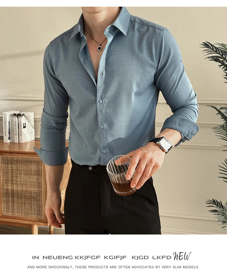 2025 Autumn New Arrival Men's Long - Sleeve Business Casual Shirt