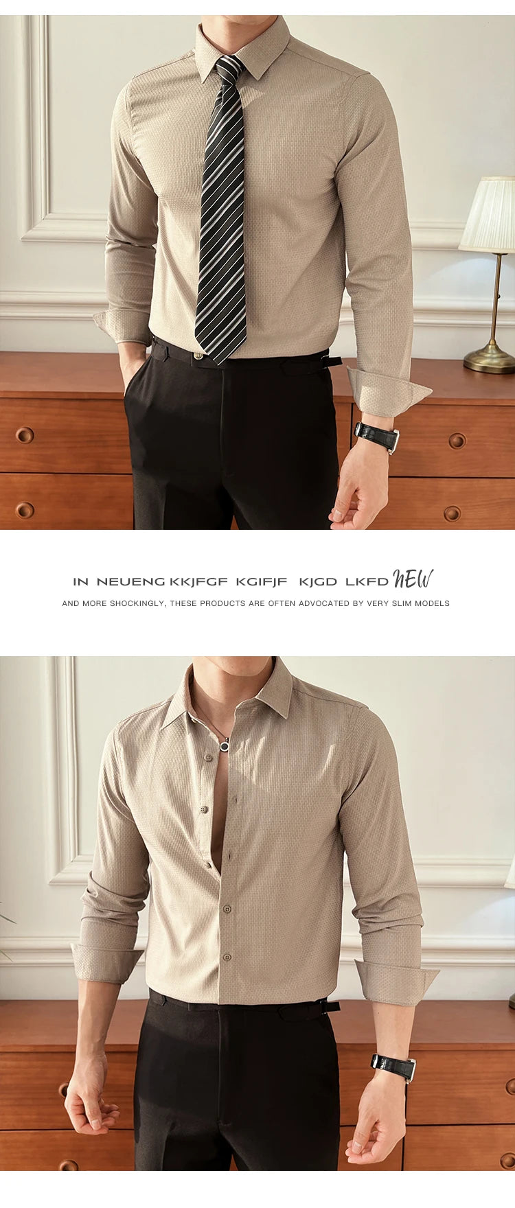 2025 Autumn New Arrival Men's Long - Sleeve Business Casual Shirt