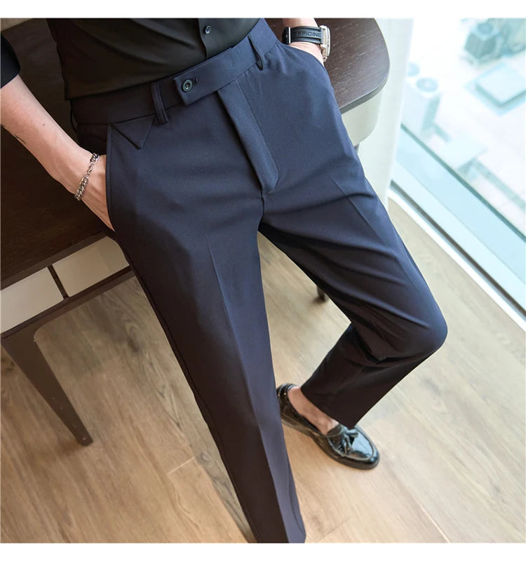 Men's Classy Stretch Waist, Casual Pants Slim Fit