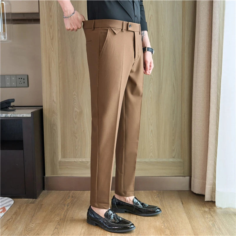 Men's Classy Stretch Waist, Casual Pants Slim Fit