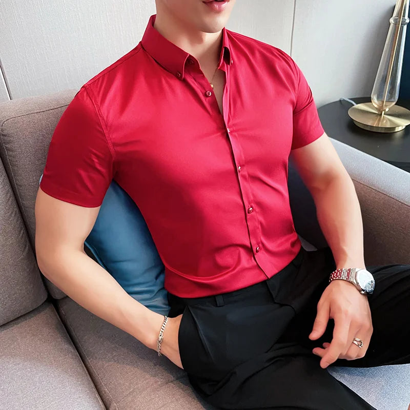 High Quality Men Business Casual Short Sleeved Shirt