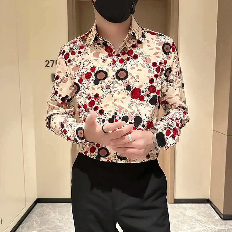 Hot Selling Long Sleeve Flower Shirt for Men