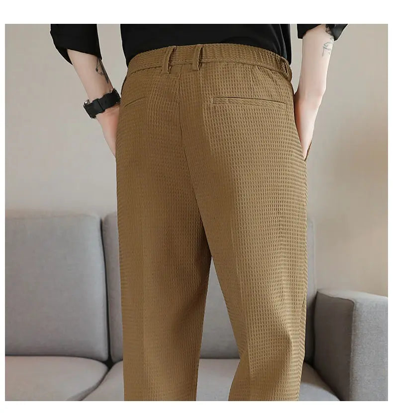 Smart Casual Men Buisness Solid Color Suit Pants Streetwear Fashion