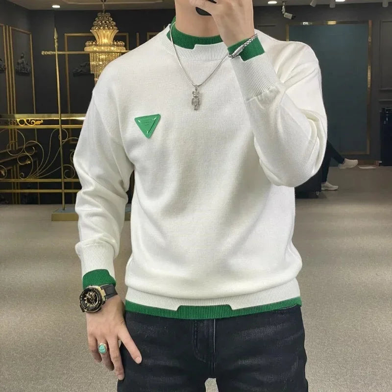 Men's Casual Sweater Long Sleeve Pullovers Fashion Crew Neck Sweatshirt