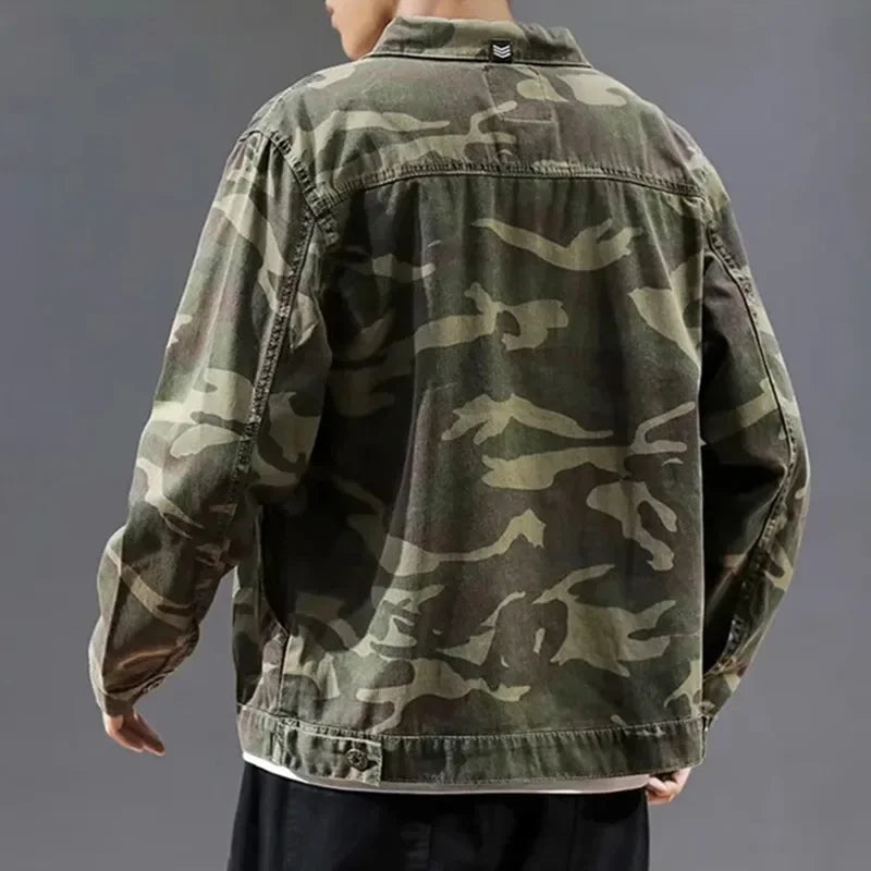 Men's Green Camouflage Denim Jackets New Casual Comfortable