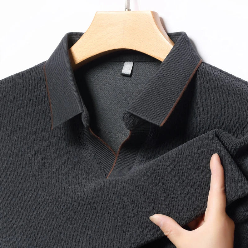V-neck sweater men's business casual stretchable, warm autumn new pullover knitwear.