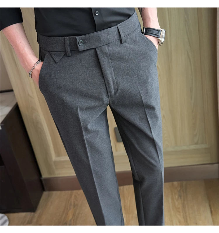 Men's Classy Stretch Waist, Casual Pants Slim Fit