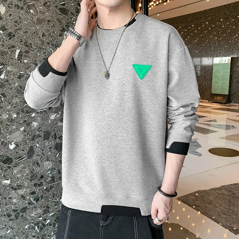 Men's Casual Sweater Long Sleeve Pullovers Fashion Crew Neck Sweatshirt