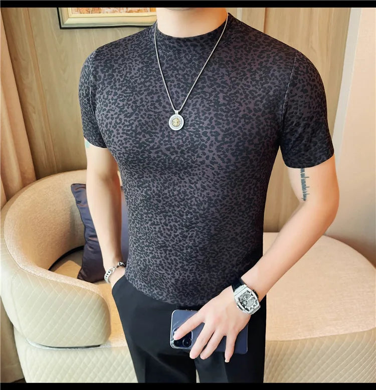 Leopard Pattern T Shirt For Men Summer Short Sleeve