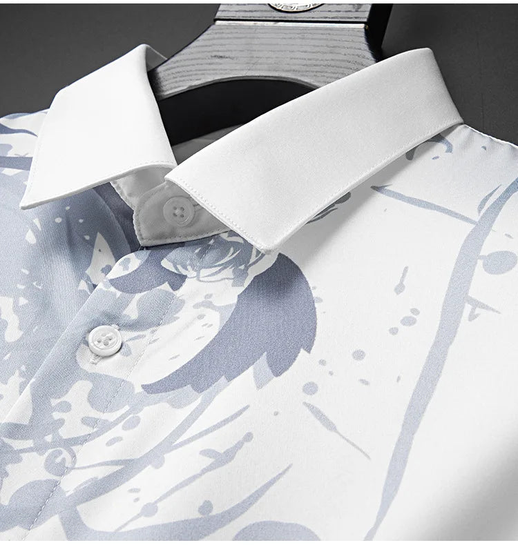 Men's Luxury Printed Long Sleeve Silk Shirt