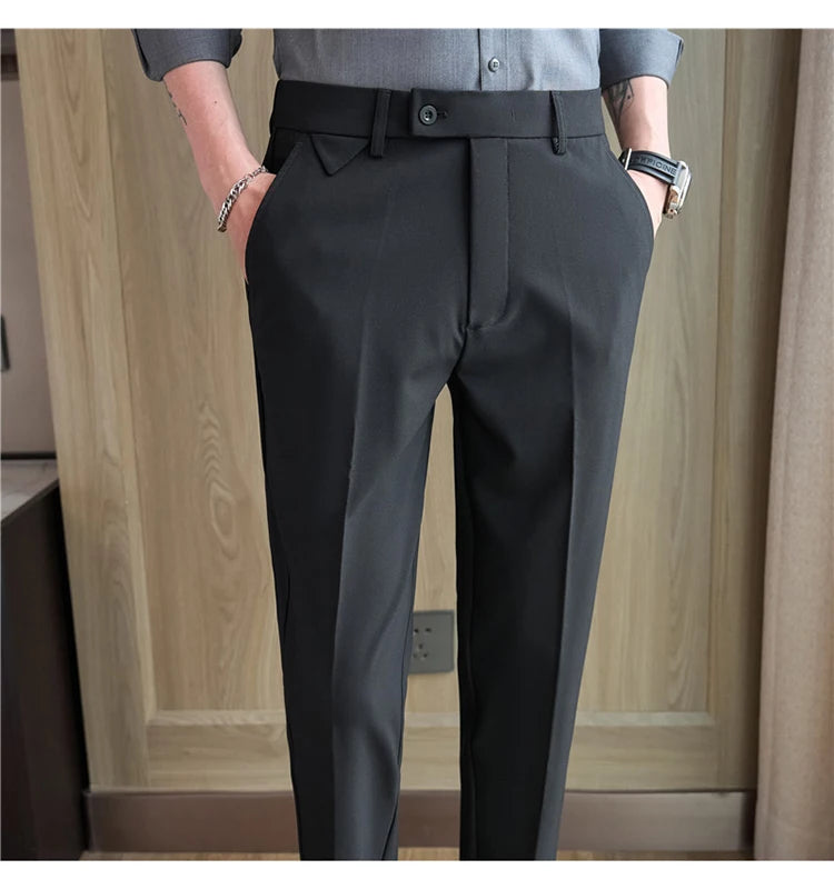 Men's Classy Stretch Waist, Casual Pants Slim Fit
