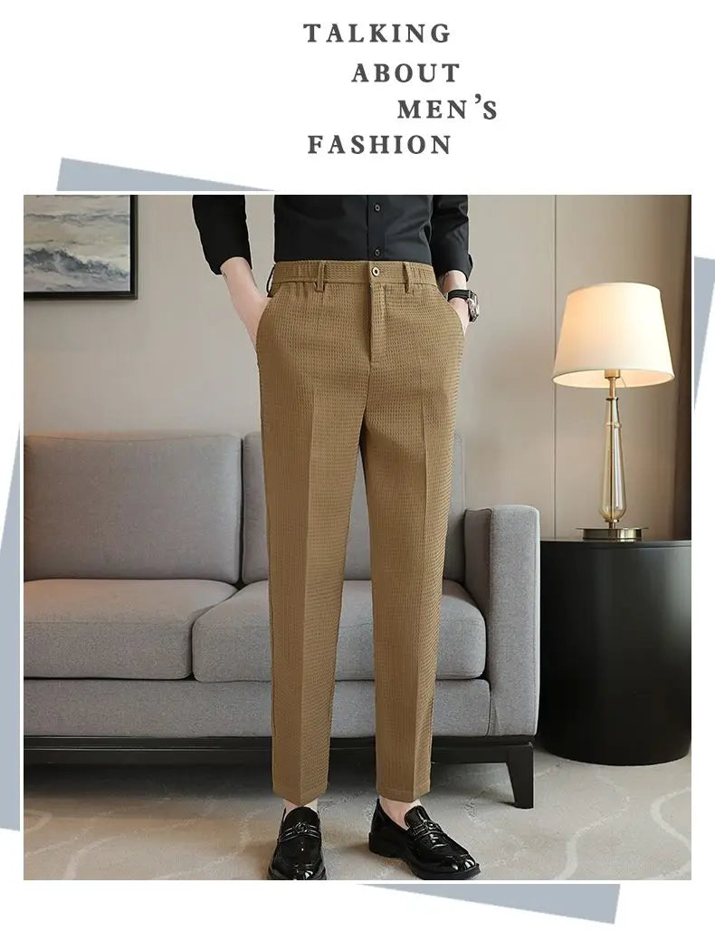 Smart Casual Men Buisness Solid Color Suit Pants Streetwear Fashion