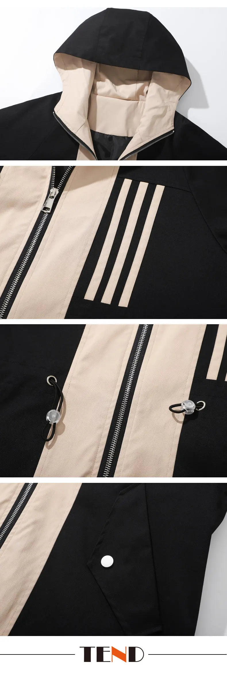 Fashionable Men's overcoat, high-quality hooded jacket, windproof, warm,