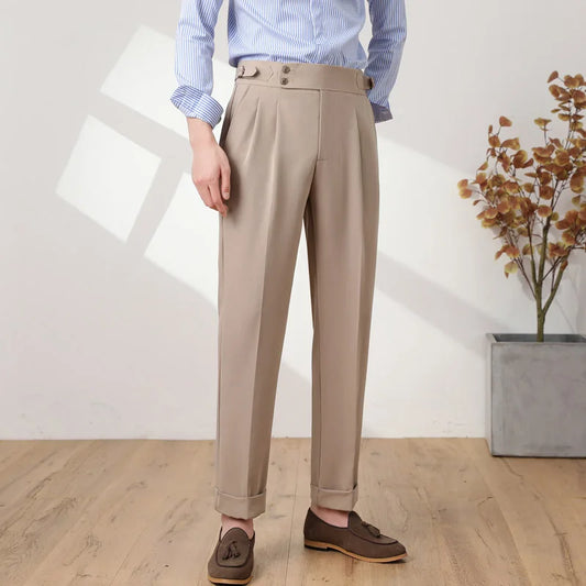 High Quality Men High Waist Suit Pants