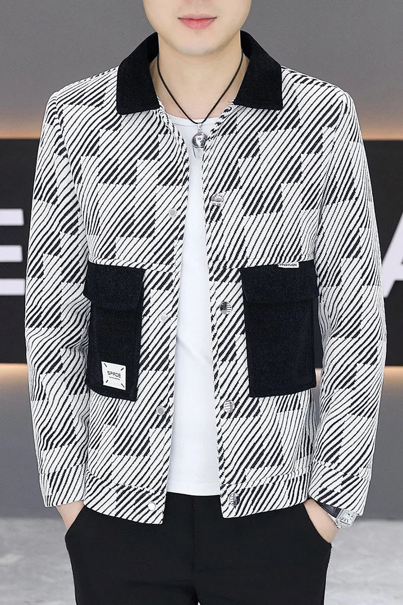 Spring Autumn Jacket for Men Fashion Striped Casual Business Windproof Jacket