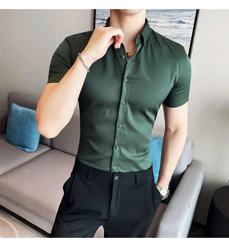 High Quality Men Business Casual Short Sleeved Shirt