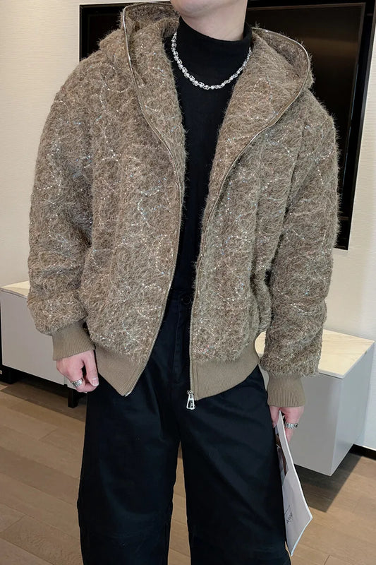 Korean Loose Hooded Jackets Men Zipper Jacket