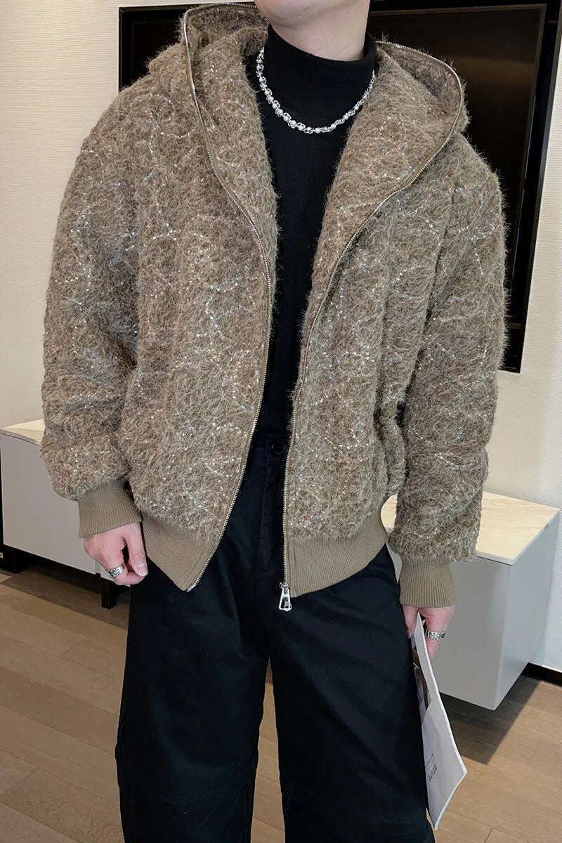 Korean Loose Hooded Jackets Men Zipper Jacket