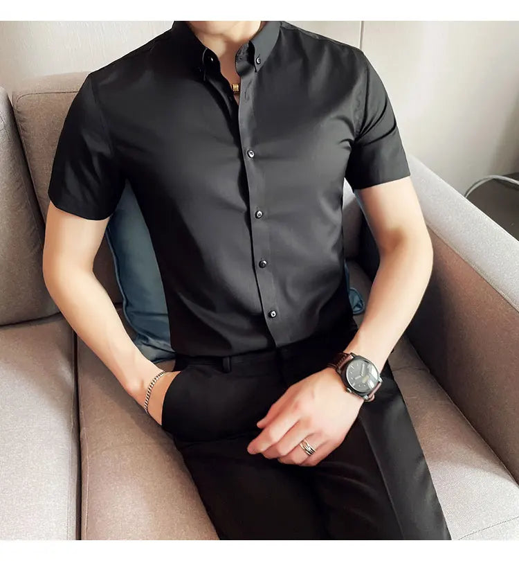 High Quality Men Business Casual Short Sleeved Shirt