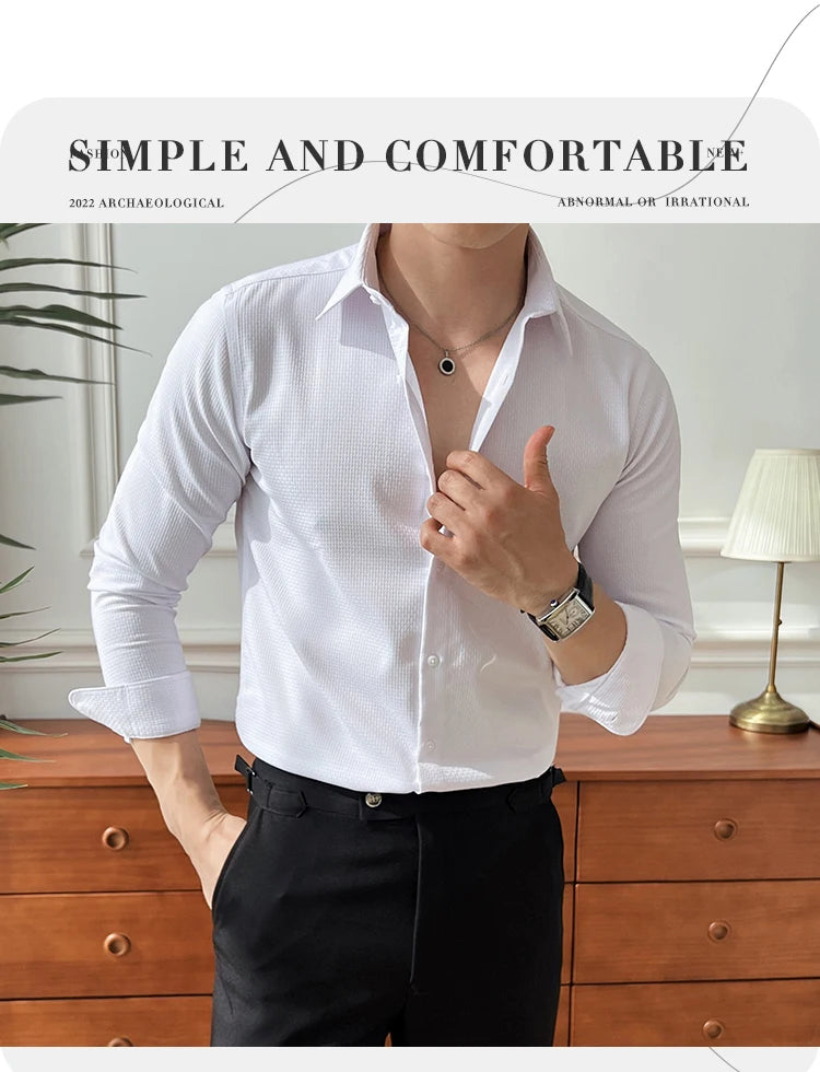 2025 Autumn New Arrival Men's Long - Sleeve Business Casual Shirt