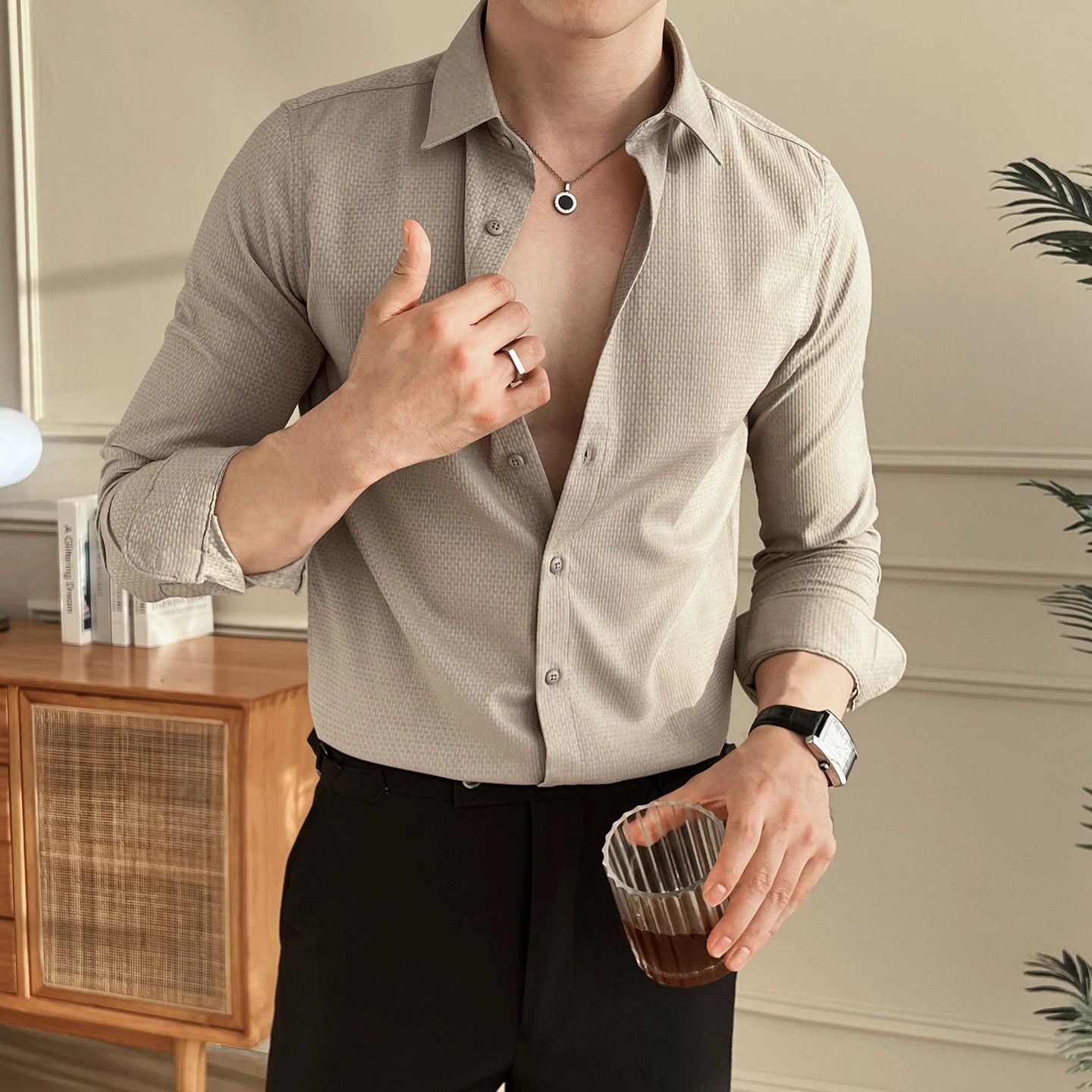 2025 Autumn New Arrival Men's Long - Sleeve Business Casual Shirt