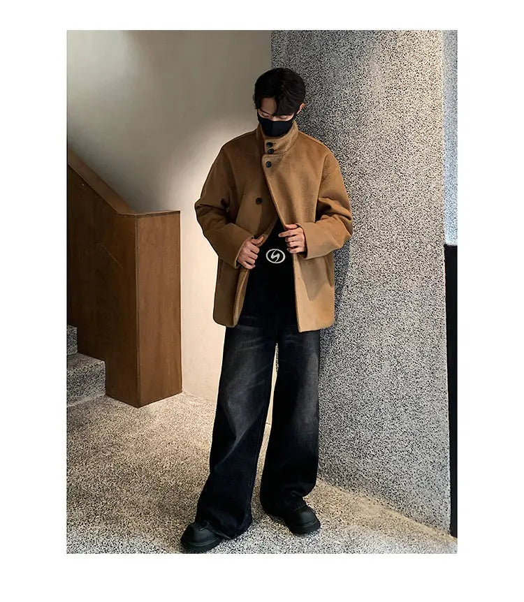 Fall and Winter New High-neck Wool Jacket For Men