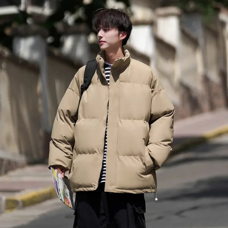 Winter 2025 New Fashion Coats. Men's unique Basic Stand Collar Loose Down Quilted Jackets