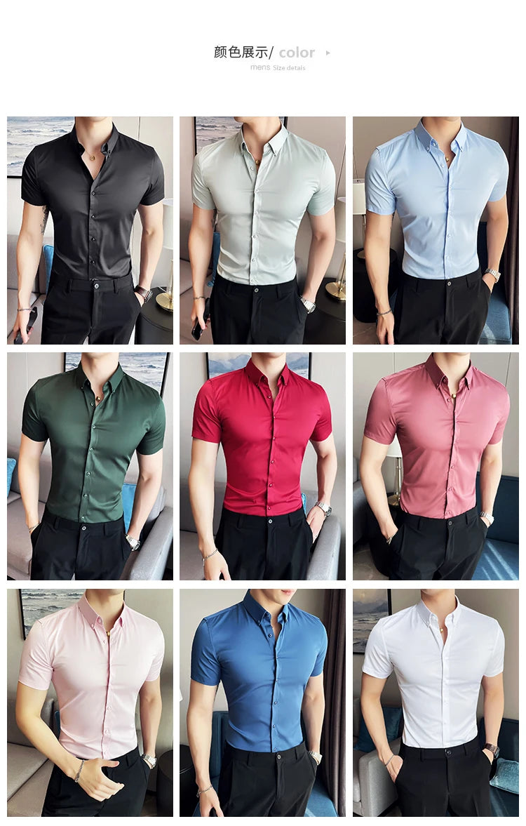 High Quality Men Business Casual Short Sleeved Shirt