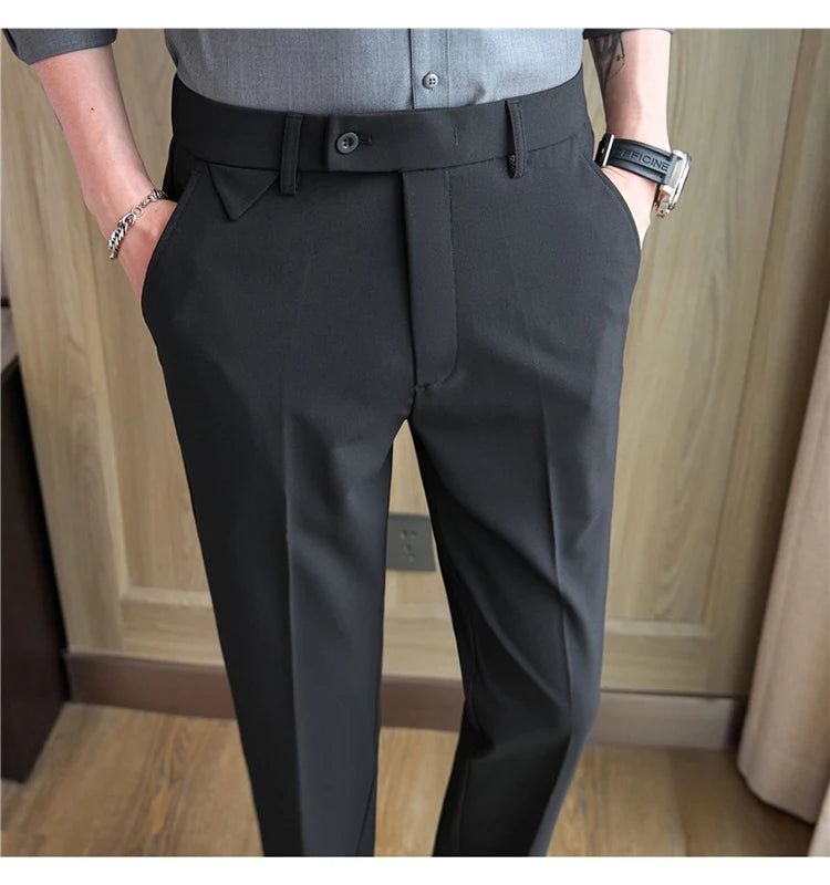 Men's Classy Stretch Waist, Casual Pants Slim Fit