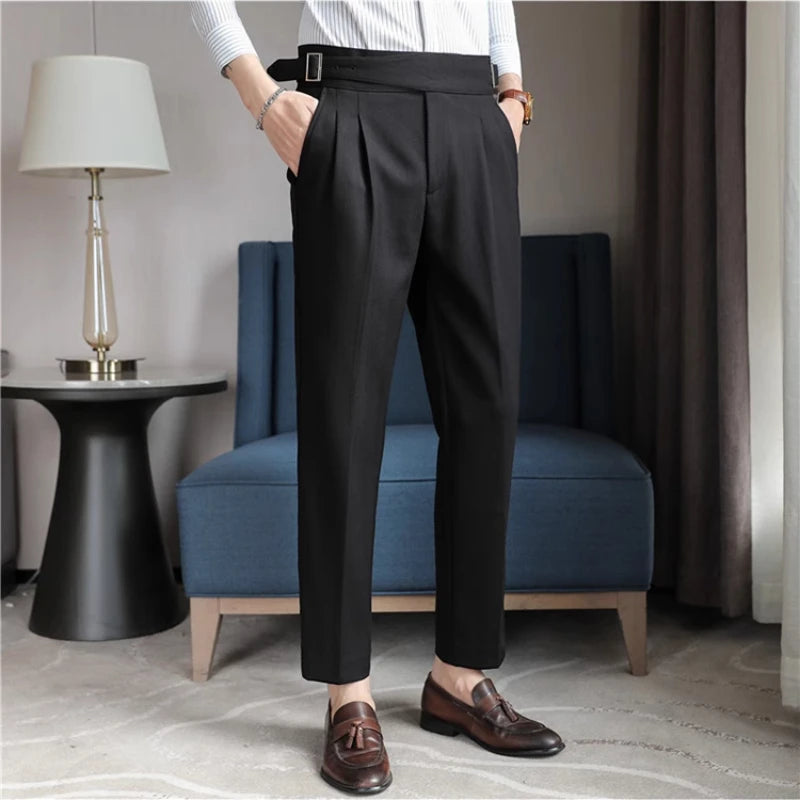 Luxury Men's Slim High-Rise Formal Pants