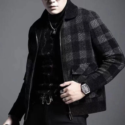 Latest Autumn Winter Men's Plaid Printed Jacket Tops Men's Winter Casual Wool Slim Jacket