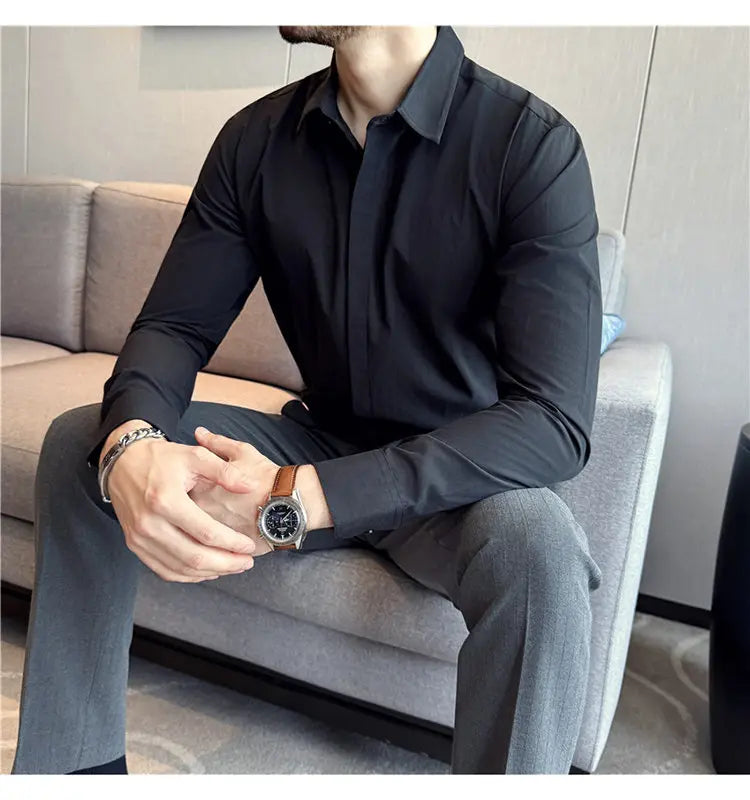 Cotton Men's Long - Sleeved Dress Shirt