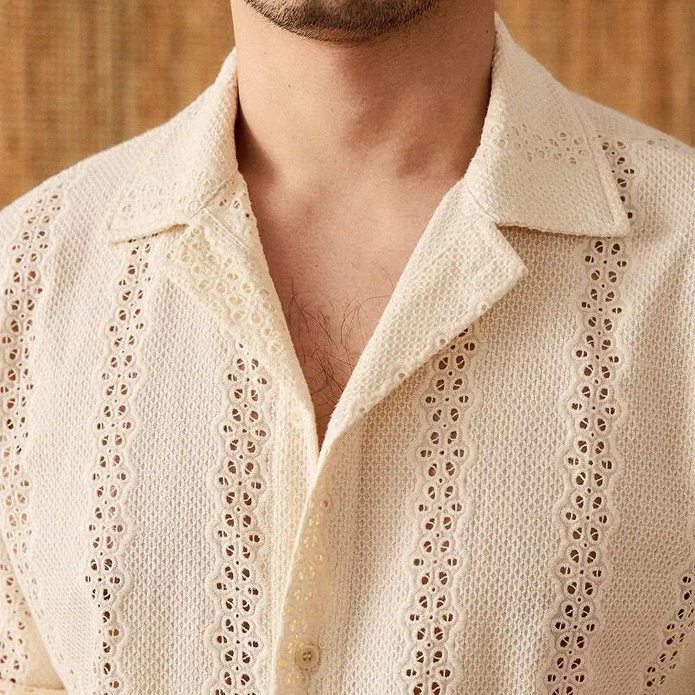 Men 's Short-sleeved Shirt Gentleman's Outfit Light color