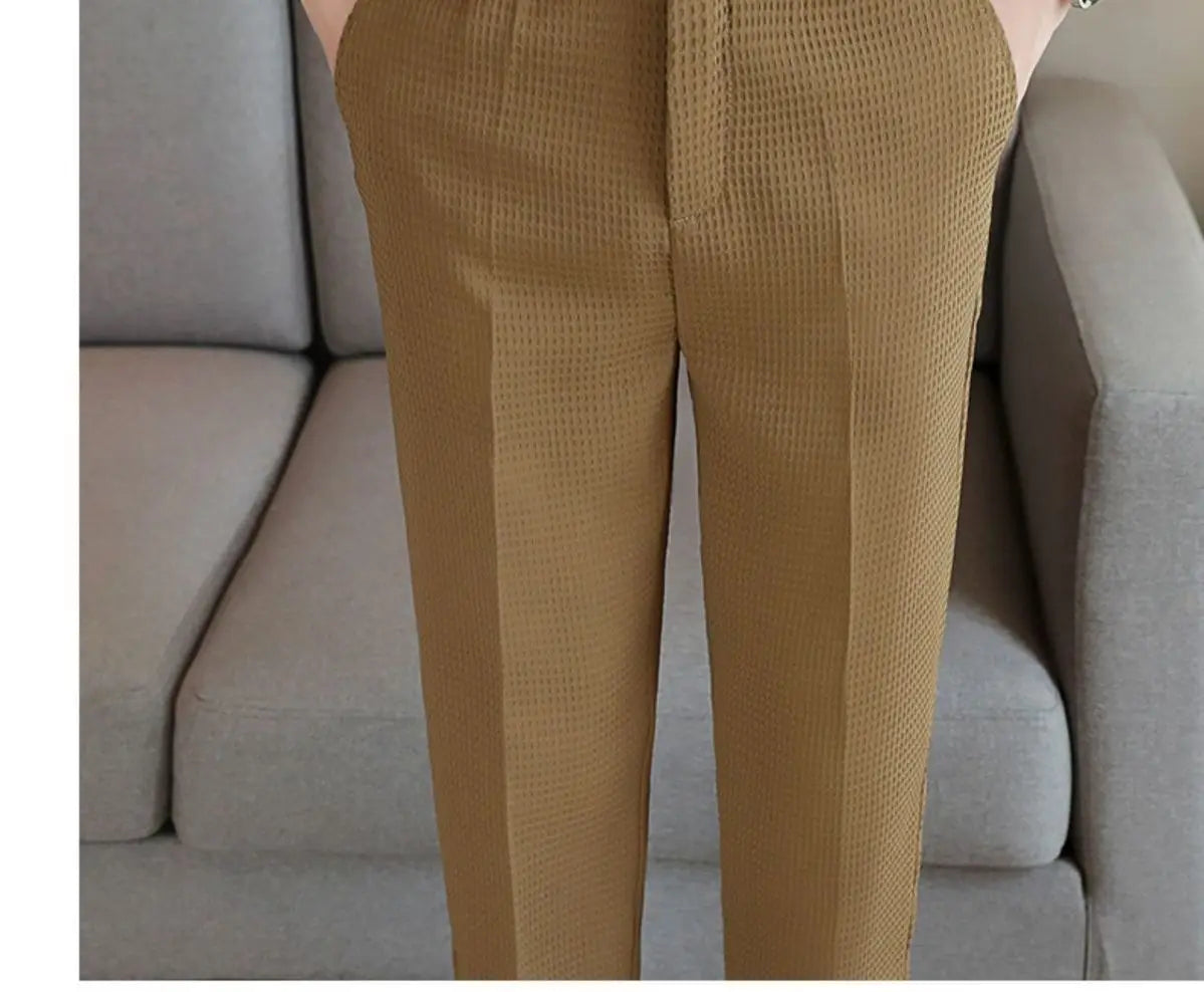 Smart Casual Men Buisness Solid Color Suit Pants Streetwear Fashion