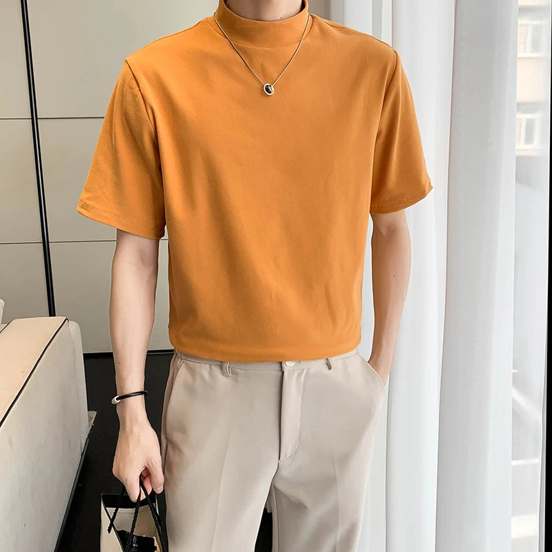 Men's Solid Turtleneck Slim Fit T shirt