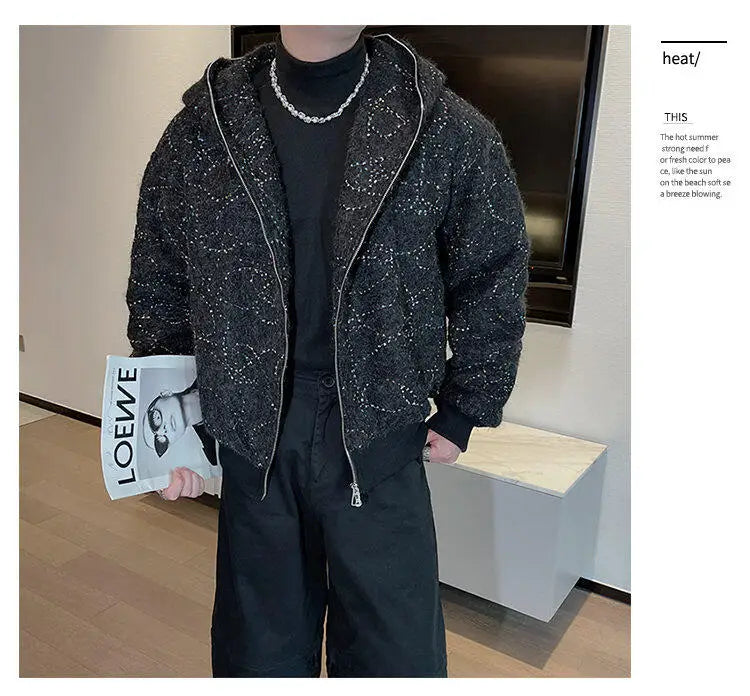 Korean Loose Hooded Jackets Men Zipper Jacket